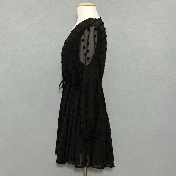Entro Womens Dress L Black Puff Dot Sheer Chiffon Ruffle Whimsigoth Fairy Grunge - Picture 4 of 14